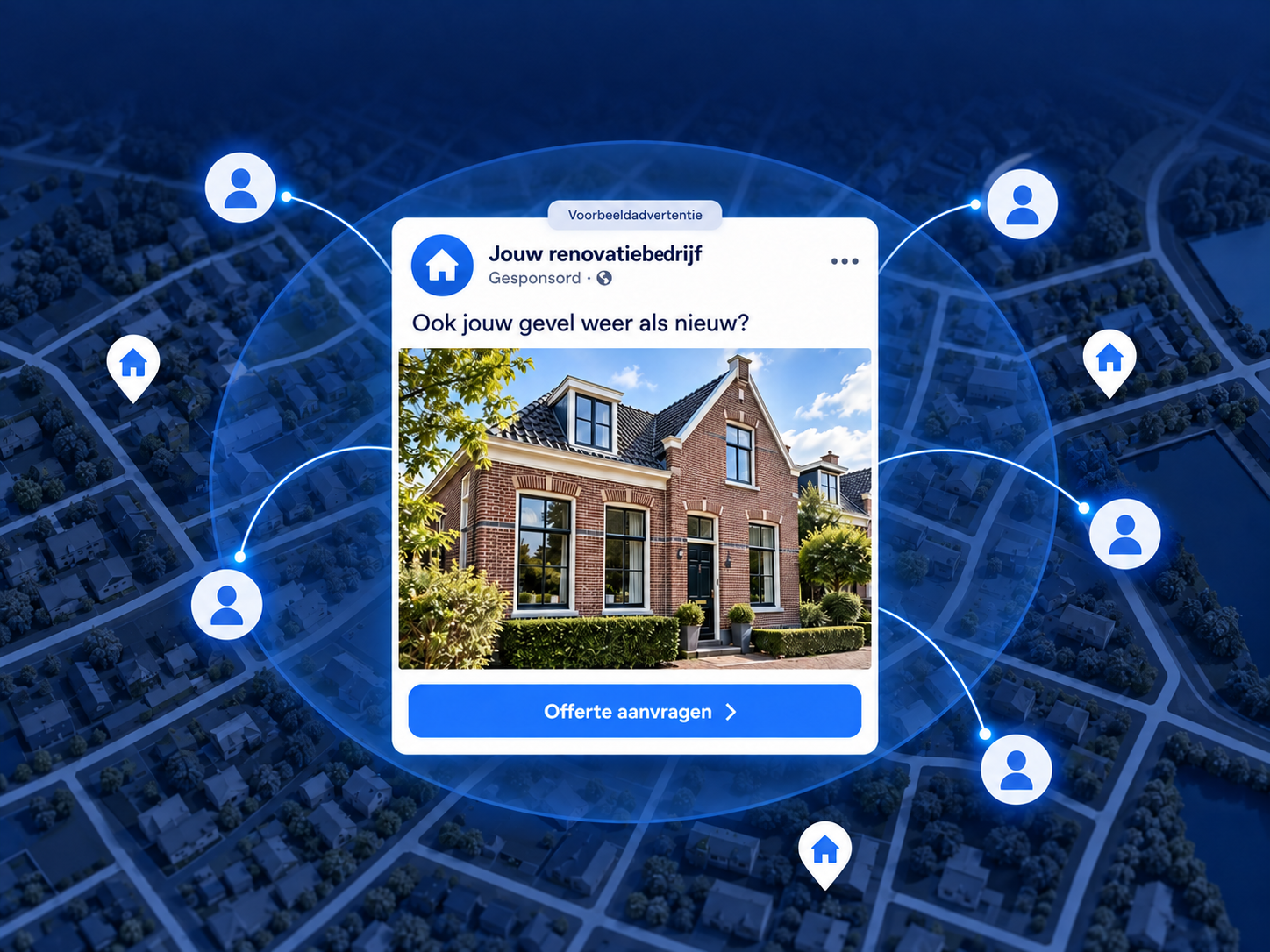 Voorbeeldadvertentie die potentiële klanten in de regio bereikt